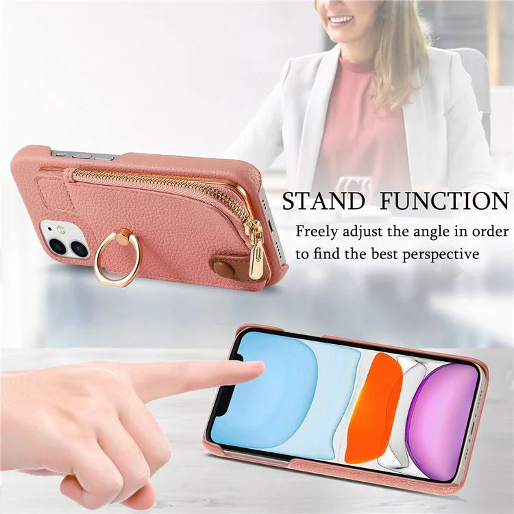 Y3 for iPhone 11 Phone Case Wallet Pouch with Card Slots Ring Holder