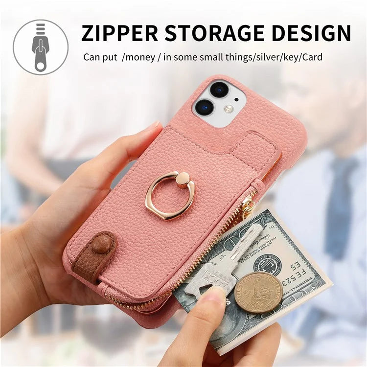 Y3 for iPhone 11 Phone Case Wallet Pouch with Card Slots Ring Holder