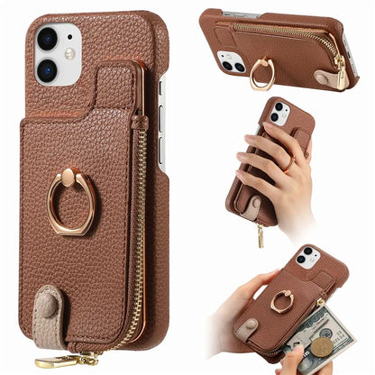 Y3 for iPhone 11 Phone Case Wallet Pouch with Card Slots Ring Holder