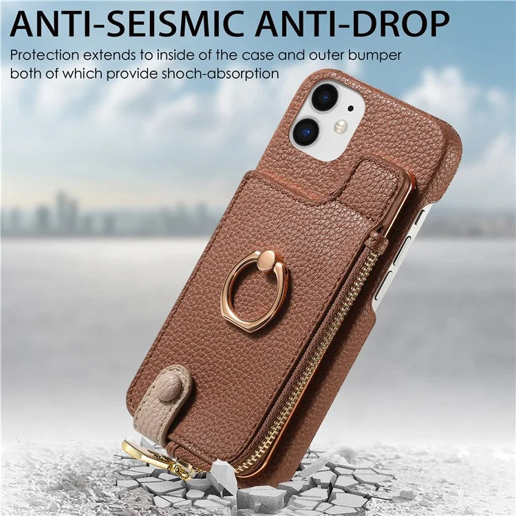 Y3 for iPhone 11 Phone Case Wallet Pouch with Card Slots Ring Holder