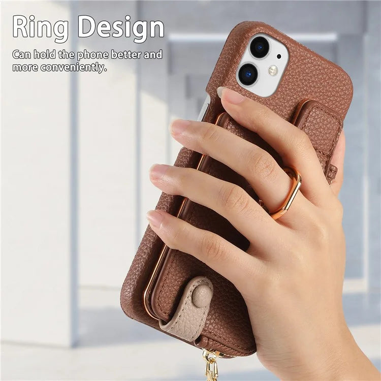 Y3 for iPhone 11 Phone Case Wallet Pouch with Card Slots Ring Holder