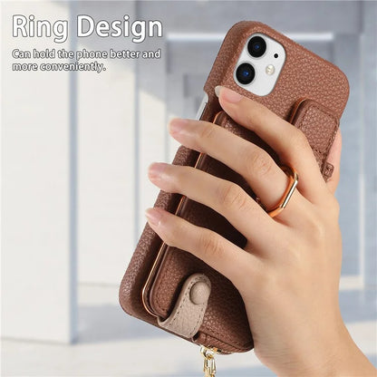 Y3 for iPhone 11 Phone Case Wallet Pouch with Card Slots Ring Holder