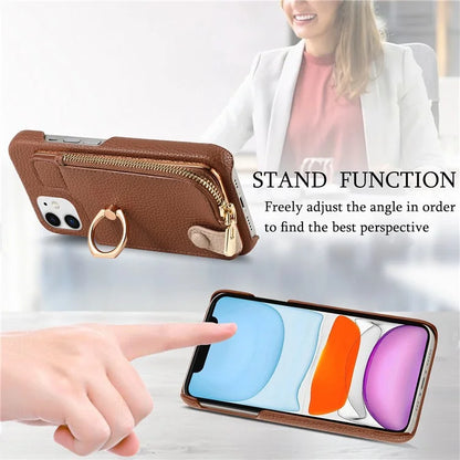 Y3 for iPhone 11 Phone Case Wallet Pouch with Card Slots Ring Holder