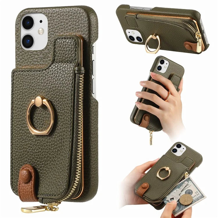 Y3 for iPhone 11 Phone Case Wallet Pouch with Card Slots Ring Holder