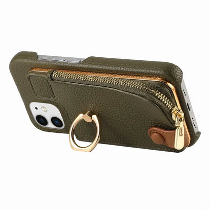 Y3 for iPhone 11 Phone Case Wallet Pouch with Card Slots Ring Holder