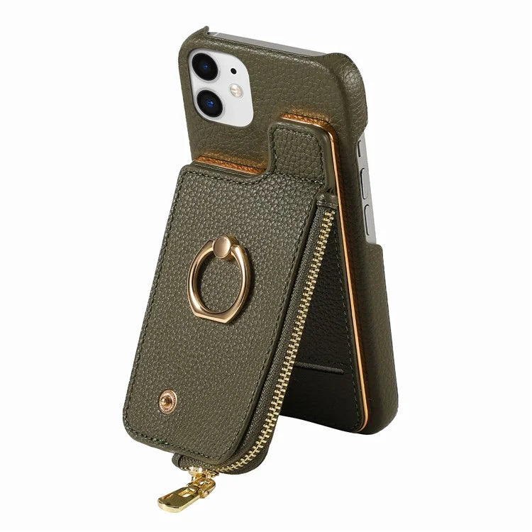Y3 for iPhone 11 Phone Case Wallet Pouch with Card Slots Ring Holder
