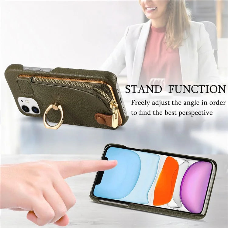 Y3 for iPhone 11 Phone Case Wallet Pouch with Card Slots Ring Holder