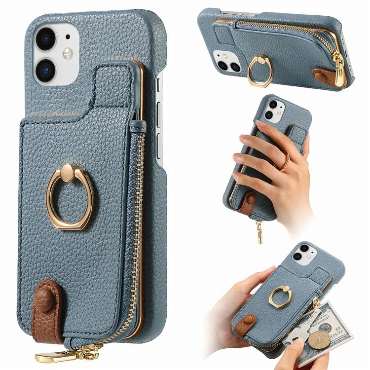Y3 for iPhone 11 Phone Case Wallet Pouch with Card Slots Ring Holder