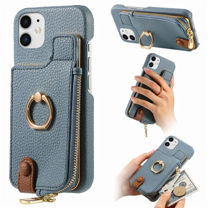 Y3 for iPhone 11 Phone Case Wallet Pouch with Card Slots Ring Holder