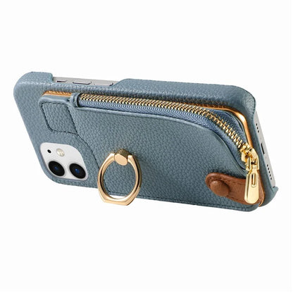 Y3 for iPhone 11 Phone Case Wallet Pouch with Card Slots Ring Holder