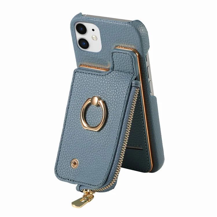 Y3 for iPhone 11 Phone Case Wallet Pouch with Card Slots Ring Holder