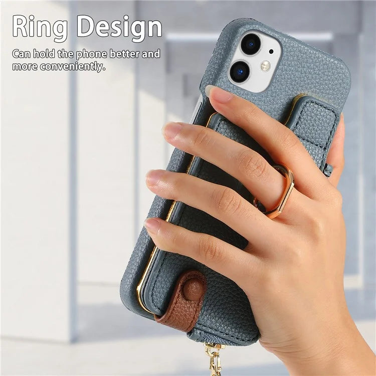 Y3 for iPhone 11 Phone Case Wallet Pouch with Card Slots Ring Holder