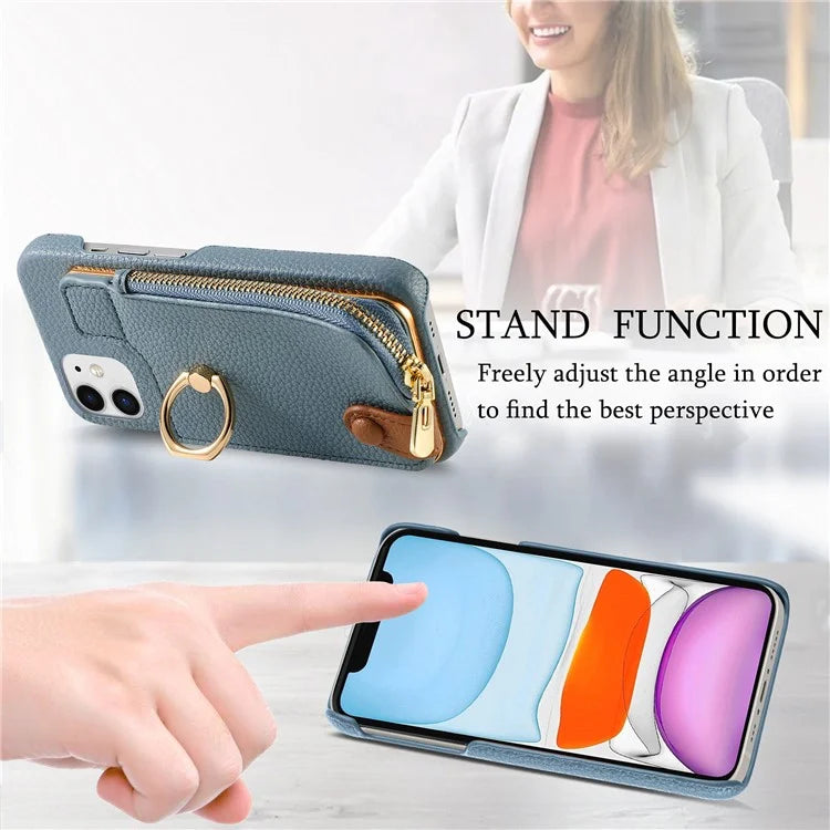 Y3 for iPhone 11 Phone Case Wallet Pouch with Card Slots Ring Holder
