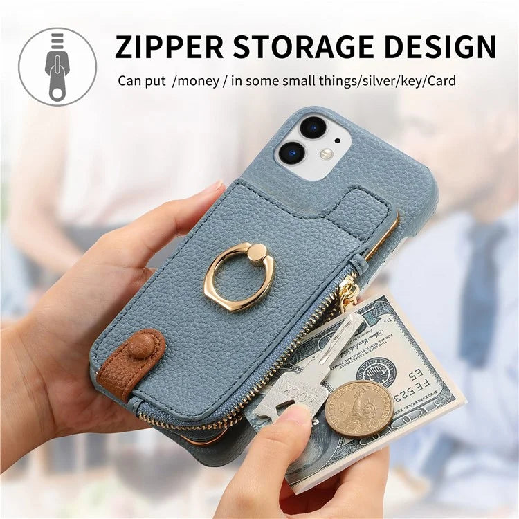 Y3 for iPhone 11 Phone Case Wallet Pouch with Card Slots Ring Holder
