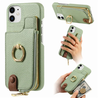 Y3 for iPhone 11 Phone Case Wallet Pouch with Card Slots Ring Holder