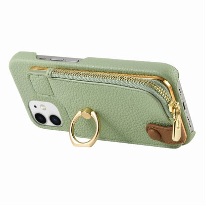 Y3 for iPhone 11 Phone Case Wallet Pouch with Card Slots Ring Holder
