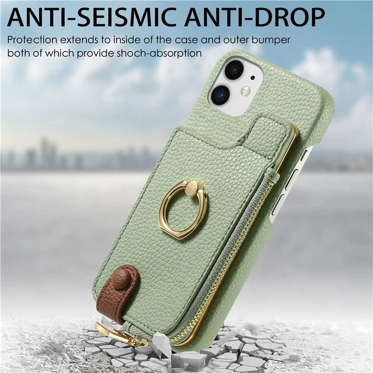 Y3 for iPhone 11 Phone Case Wallet Pouch with Card Slots Ring Holder