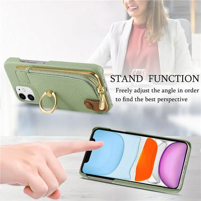 Y3 for iPhone 11 Phone Case Wallet Pouch with Card Slots Ring Holder