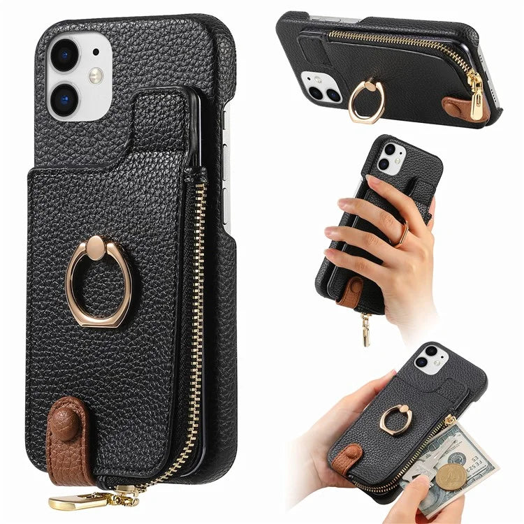 Y3 for iPhone 11 Phone Case Wallet Pouch with Card Slots Ring Holder