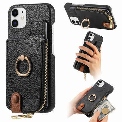 Y3 for iPhone 11 Phone Case Wallet Pouch with Card Slots Ring Holder