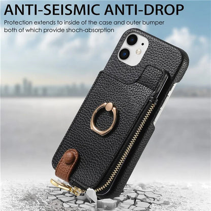 Y3 for iPhone 11 Phone Case Wallet Pouch with Card Slots Ring Holder