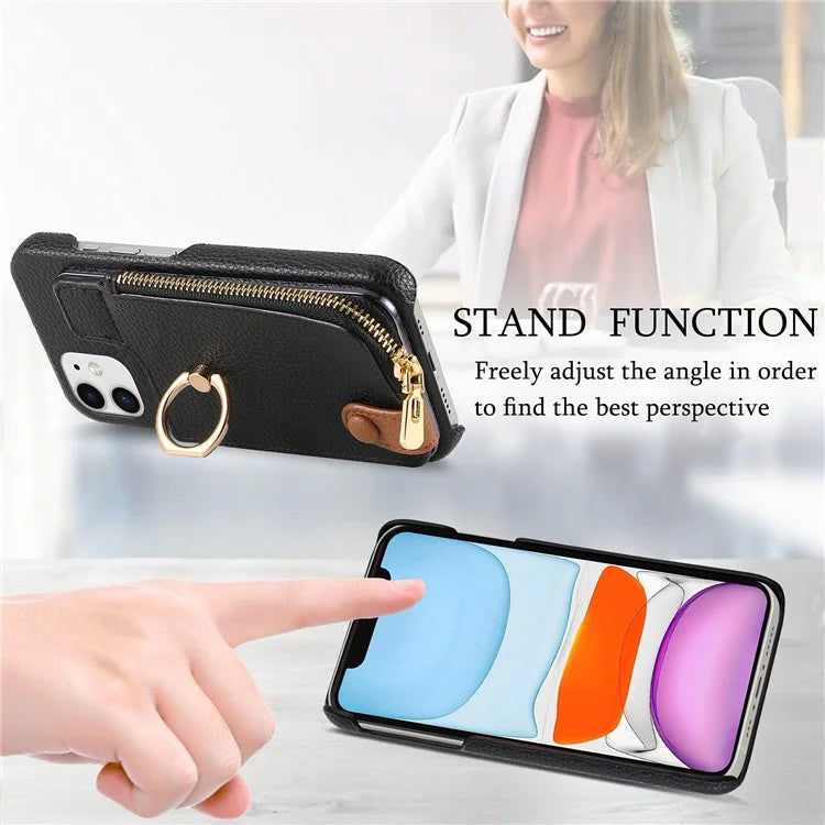 Y3 for iPhone 11 Phone Case Wallet Pouch with Card Slots Ring Holder