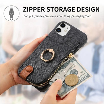 Y3 for iPhone 11 Phone Case Wallet Pouch with Card Slots Ring Holder