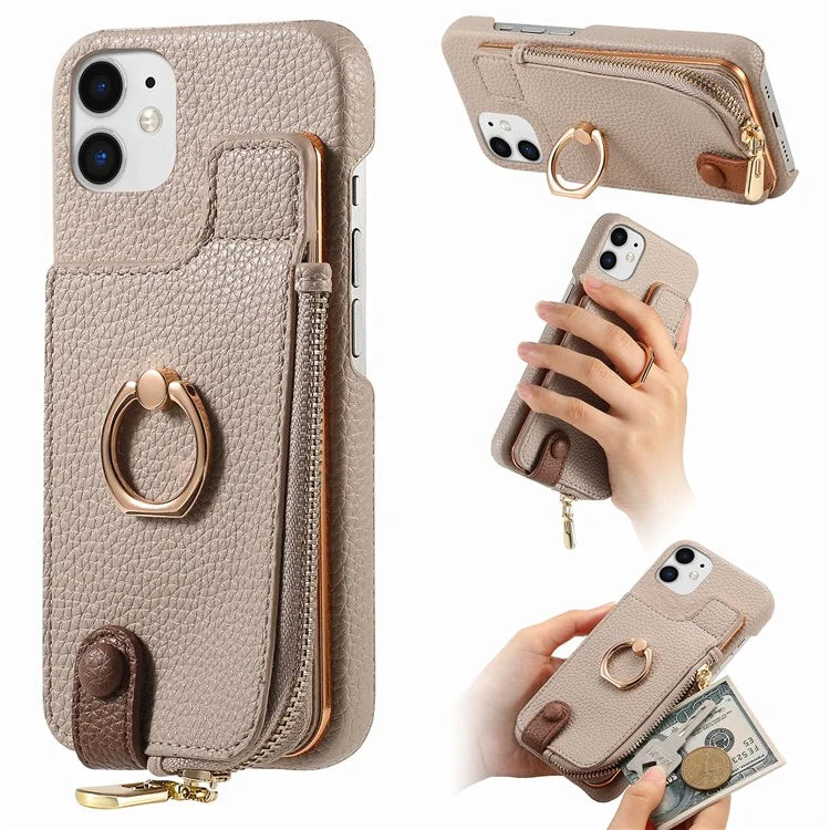 Y3 for iPhone 11 Phone Case Wallet Pouch with Card Slots Ring Holder