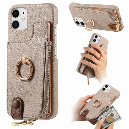 Y3 for iPhone 11 Phone Case Wallet Pouch with Card Slots Ring Holder