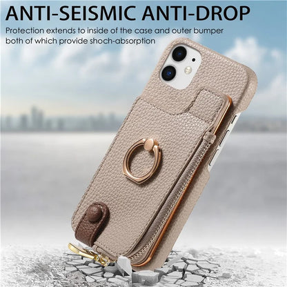 Y3 for iPhone 11 Phone Case Wallet Pouch with Card Slots Ring Holder