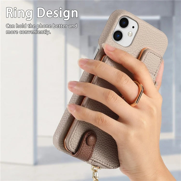 Y3 for iPhone 11 Phone Case Wallet Pouch with Card Slots Ring Holder