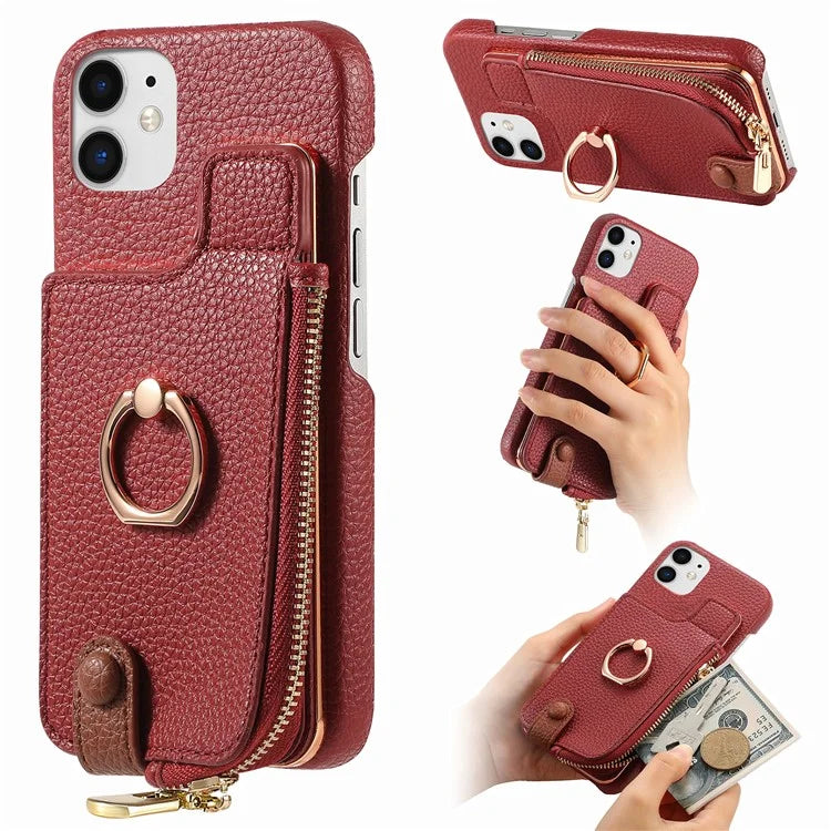 Y3 for iPhone 11 Phone Case Wallet Pouch with Card Slots Ring Holder