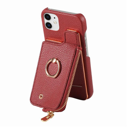 Y3 for iPhone 11 Phone Case Wallet Pouch with Card Slots Ring Holder