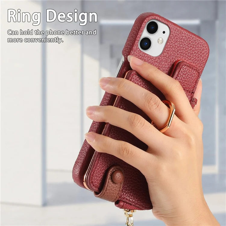 Y3 for iPhone 11 Phone Case Wallet Pouch with Card Slots Ring Holder