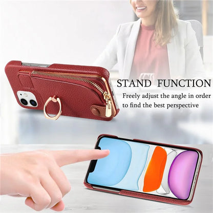 Y3 for iPhone 11 Phone Case Wallet Pouch with Card Slots Ring Holder
