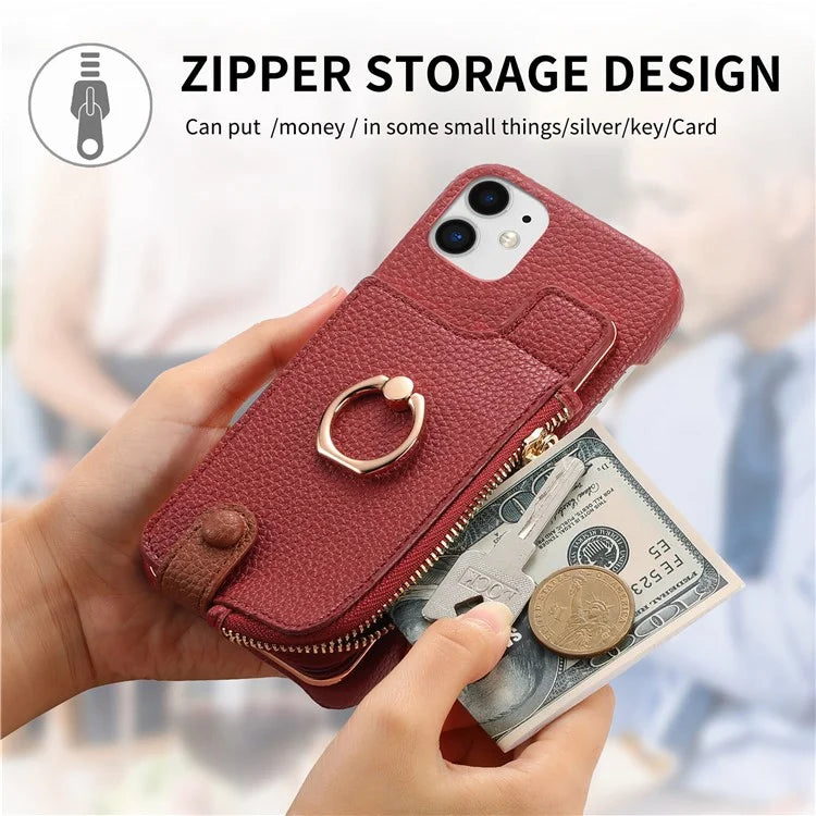 Y3 for iPhone 11 Phone Case Wallet Pouch with Card Slots Ring Holder