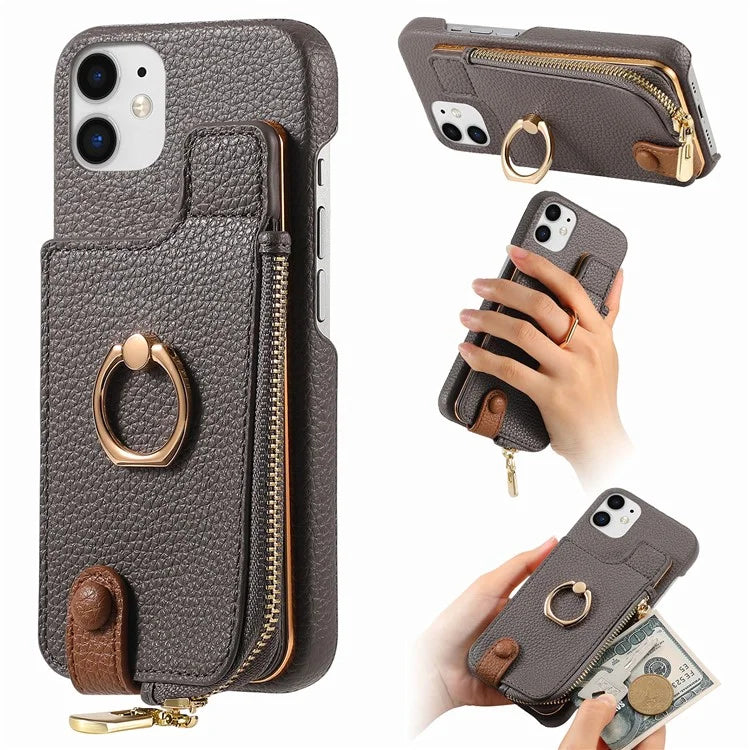Y3 for iPhone 11 Phone Case Wallet Pouch with Card Slots Ring Holder