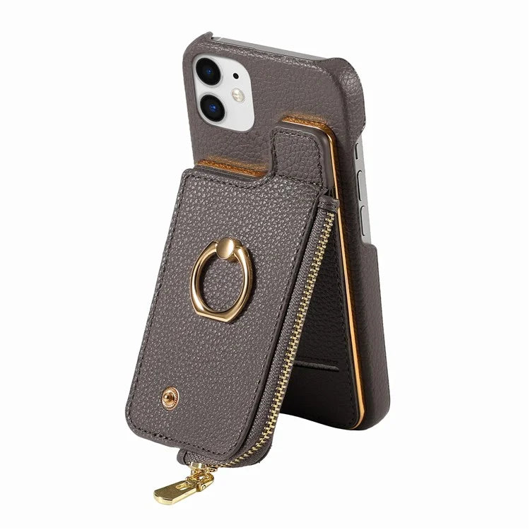 Y3 for iPhone 11 Phone Case Wallet Pouch with Card Slots Ring Holder
