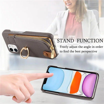 Y3 for iPhone 11 Phone Case Wallet Pouch with Card Slots Ring Holder