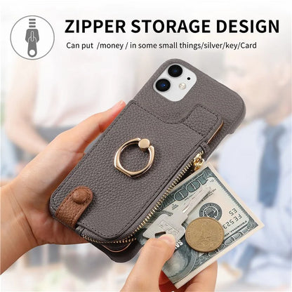 Y3 for iPhone 11 Phone Case Wallet Pouch with Card Slots Ring Holder