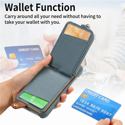 Y3 for iPhone 12 Pro Max Case Zipper Leather Phone Back Cover RFID Blocking Ring Kickstand