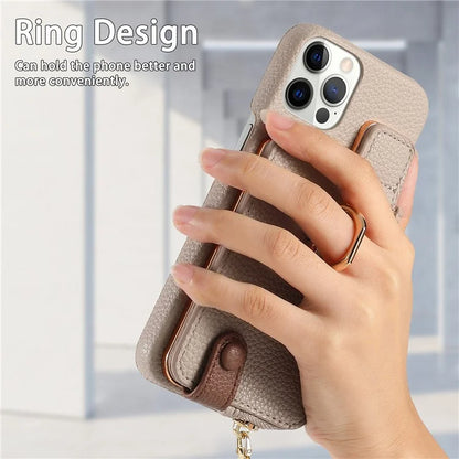 Y3 for iPhone 12 Pro Max Case Zipper Leather Phone Back Cover RFID Blocking Ring Kickstand