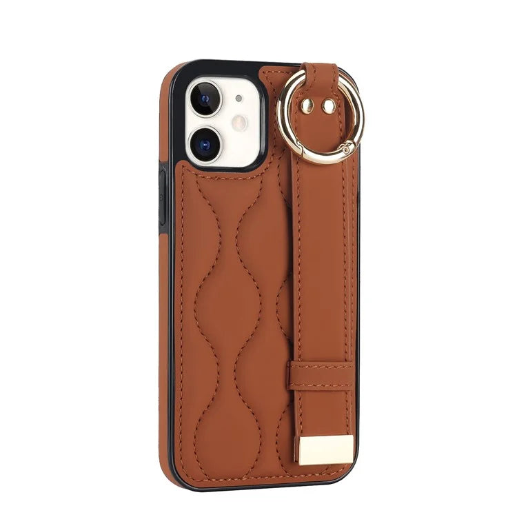 For iPhone 12 mini Case Wave Pattern PU+TPU Kickstand Phone Cover