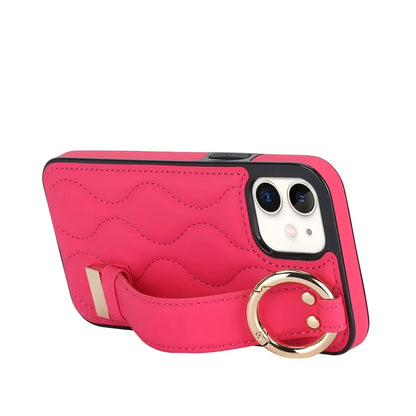 For iPhone 12 mini Case Wave Pattern PU+TPU Kickstand Phone Cover