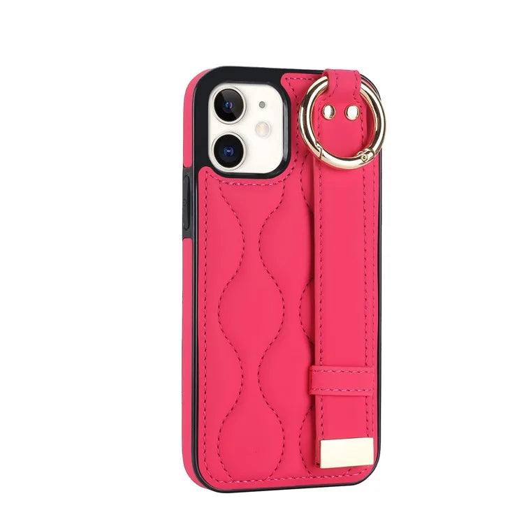 For iPhone 12 mini Case Wave Pattern PU+TPU Kickstand Phone Cover