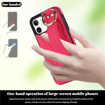 For iPhone 12 mini Case Wave Pattern PU+TPU Kickstand Phone Cover
