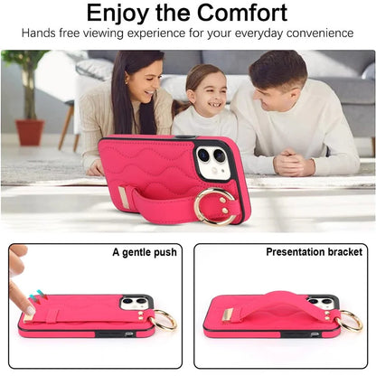For iPhone 12 mini Case Wave Pattern PU+TPU Kickstand Phone Cover