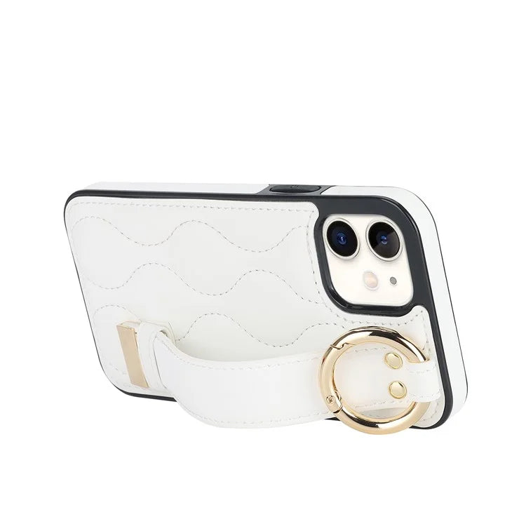 For iPhone 12 mini Case Wave Pattern PU+TPU Kickstand Phone Cover