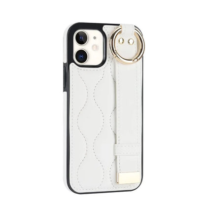 For iPhone 12 mini Case Wave Pattern PU+TPU Kickstand Phone Cover