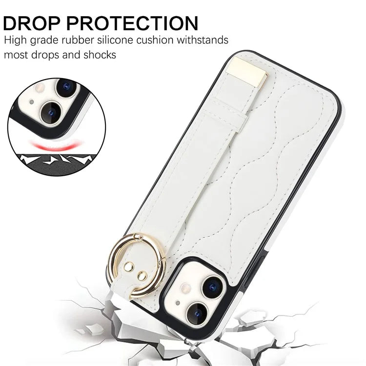 For iPhone 12 mini Case Wave Pattern PU+TPU Kickstand Phone Cover